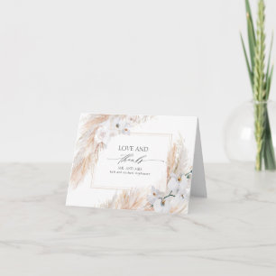 Tarjeta De Agradecimiento Pampas Grass White Floral Boda Gracias