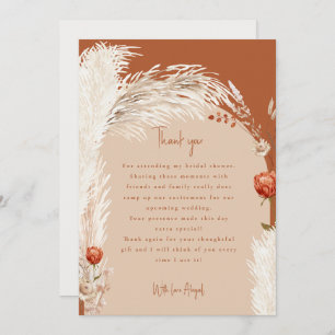 Tarjeta De Agradecimiento Pampas Terracotta Bridal Shower Gracias