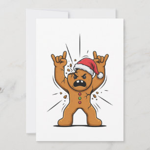 Tarjeta De Agradecimiento Pan de Jengibre Heavy Metal Guitar Navidad 2026  