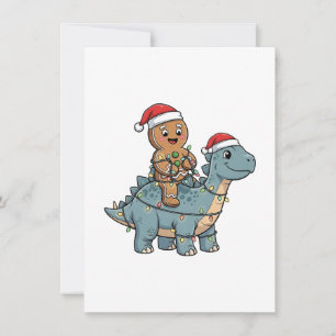 Tarjeta De Agradecimiento Pan de jengibre montando un Santa de dinosaurio de