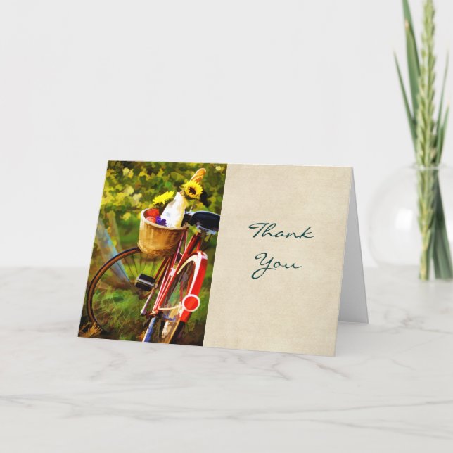 Tarjeta De Agradecimiento Pan de pan, un jugo de vino y una bicicleta gracia (Anverso)