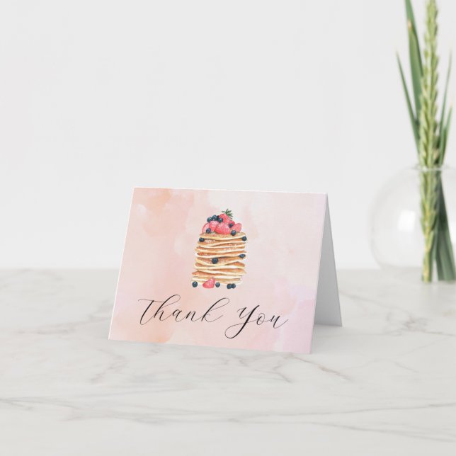 Tarjeta De Agradecimiento Pancakes Pink Blanc acuarelas (Anverso)