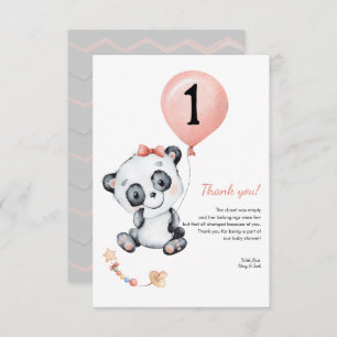 Tarjeta De Agradecimiento Panda baby Girl Primer cumpleaños Fiesta Gracias