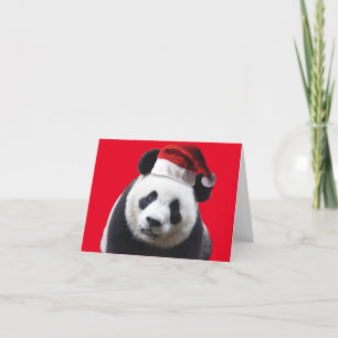 Tarjeta De Agradecimiento Panda Bear usando un Gorra de Santa Claus para Nav