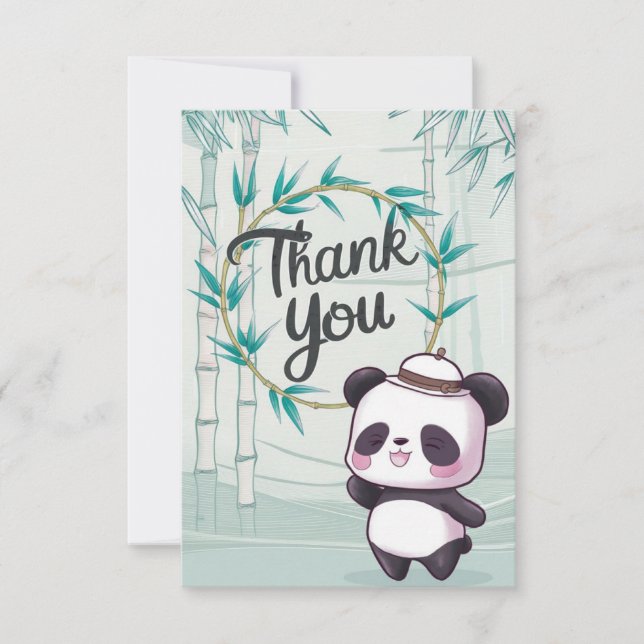 Tarjeta De Agradecimiento Panda Editable y Encantador (Anverso)