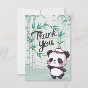 Tarjeta De Agradecimiento Panda Editable y Encantador