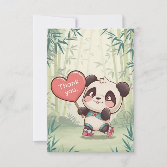 Tarjeta De Agradecimiento Panda simple de bonito (Anverso)