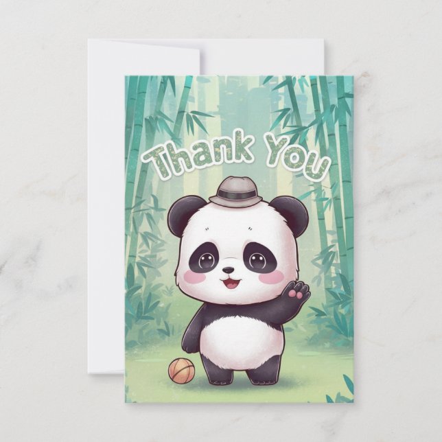 Tarjeta De Agradecimiento Panda simple mágico (Anverso)