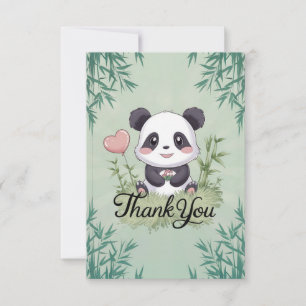 Tarjeta De Agradecimiento Panda simple y encantador
