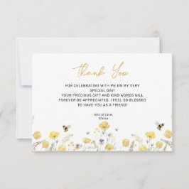 Tarjeta De Agradecimiento Pantalla Ducha Floral Floral Abeja de miel