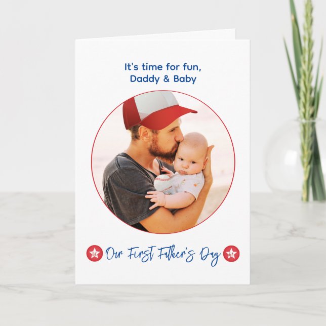 Tarjeta De Agradecimiento Papá Foto Del Bebé Moderno Noel Papá Primera Tarje (Anverso)