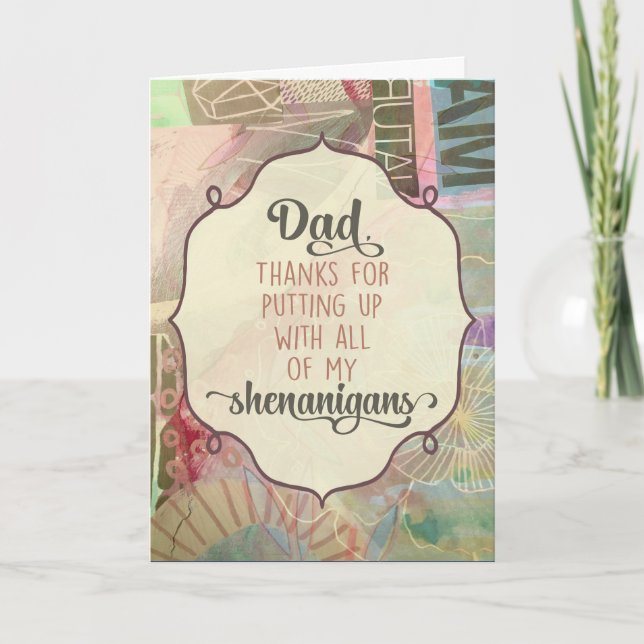 Tarjeta De Agradecimiento Papá, Gracias Por Dejar Todos Mis Desvaríos (Anverso)