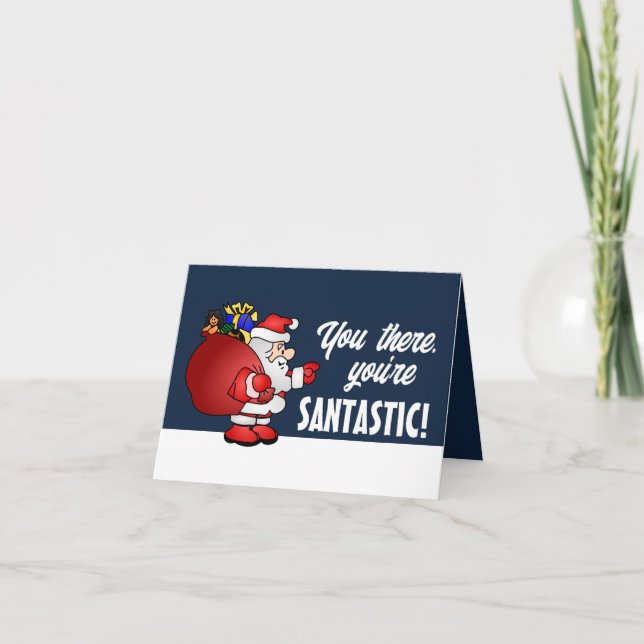 Tarjeta De Agradecimiento Papá Noel, eres Santástico, empleado estacional (Anverso)