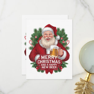 Tarjeta De Agradecimiento Papá Noel Feliz Navidad Feliz Año Nuevo Cerveza