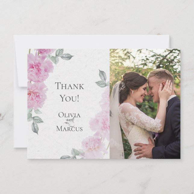 Tarjeta De Agradecimiento Papel de arroz rosado romántico descalzoBride™ (Anverso)