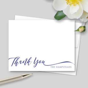 Tarjeta De Agradecimiento Papel de carta azul de escritura elegante para fam