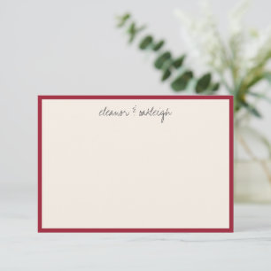 Tarjeta De Agradecimiento Papel de carta con borde rojo carmesí y escritura 