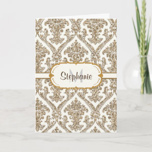 Tarjeta De Agradecimiento Papel de carta con estampado floral damasco brillo
