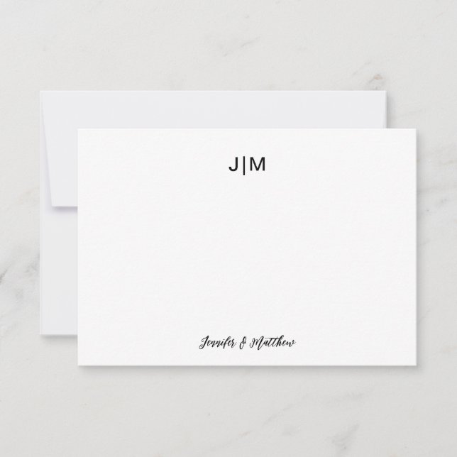 Tarjeta De Agradecimiento Papel de carta de pareja monograma inicial negro d (Anverso)