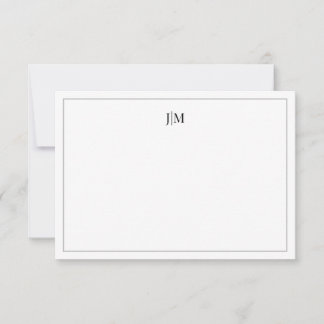 Tarjeta De Agradecimiento Papel de carta de pareja negro con monograma inici