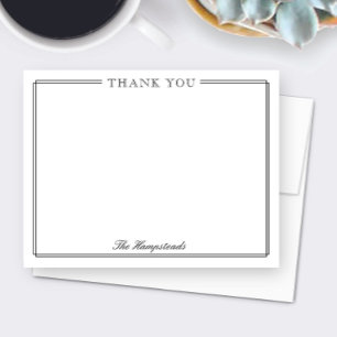 Tarjeta De Agradecimiento Papel de carta elegante con letra cursiva negra pa