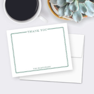 Tarjeta De Agradecimiento Papel de carta elegante de color verde cazador par