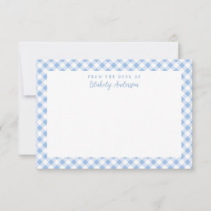 Tarjeta De Agradecimiento Papel de carta personalizado con cuadros de azul f