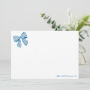 Tarjeta De Agradecimiento Papel de carta personalizado con lazo azul coquett