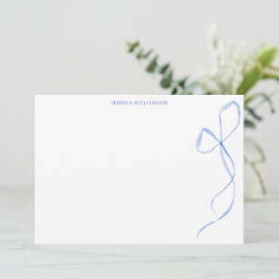 Tarjeta De Agradecimiento Papel de carta personalizado con lazo de acuarela 