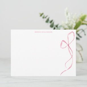 Tarjeta De Agradecimiento Papel de carta personalizado con lazo de acuarela 