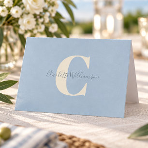 Tarjeta De Agradecimiento Papel de carta personalizado con monograma azul en