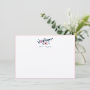 Tarjeta De Agradecimiento Papel de carta personalizado con nombre y flores e