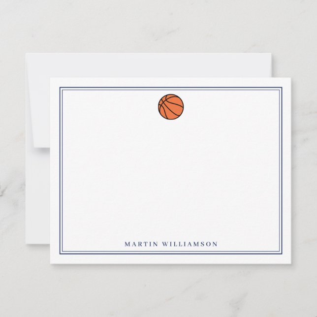 Tarjeta De Agradecimiento Papel de carta personalizado de baloncesto para ni (Anverso)