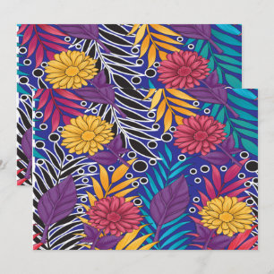 Tarjeta De Agradecimiento Papel de envoltura colorido con flores creativas