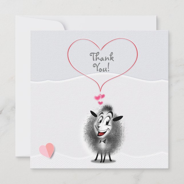 Tarjeta De Agradecimiento Papel de oveja suave y adorable (Anverso)