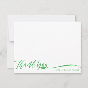 Tarjeta De Agradecimiento Papel elegante de graduación en verde brillante