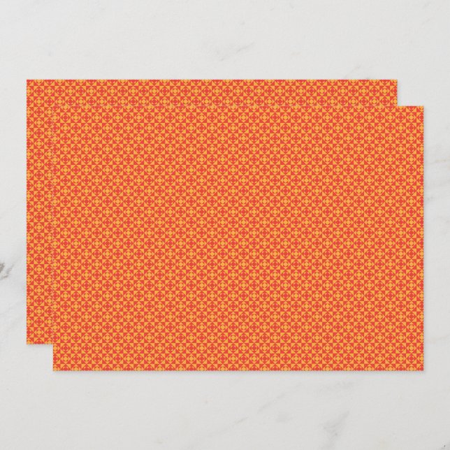 Tarjeta De Agradecimiento Papel envuelto con un patrón con naranja, (Anverso / Reverso)