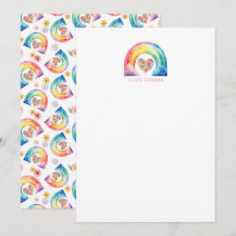 Tarjeta De Agradecimiento Papel Personalizado Arcoíris Acuarela