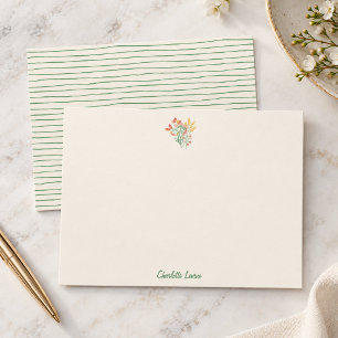 Tarjeta De Agradecimiento Papel Personalizado con Nombre y Raya Verde Tipo F