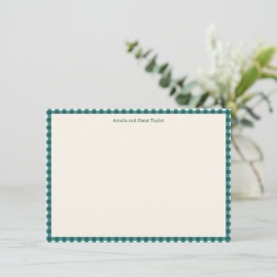 Tarjeta De Agradecimiento Papel Personalizado Cuadrillé Verde Azul Nombre Fi