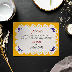 Tarjeta De Agradecimiento Papel Picado Amarillo Nuestra Boda Boda Española
