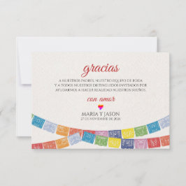 Tarjeta De Agradecimiento Papel Picado Elegant Colorful Boda Spanish Wedding