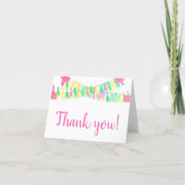 Tarjeta De Agradecimiento Papel picado personalizado Tassel verde rosado Gir