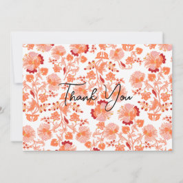 Tarjeta De Agradecimiento Papel tapiz de impresión floral de Naranja elegant