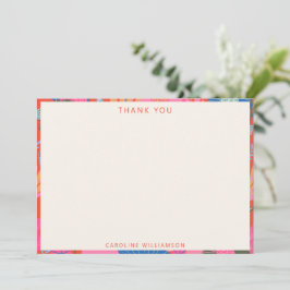 Tarjeta De Agradecimiento Papelaría Personalizada Floral Boho Rojo Vibrante