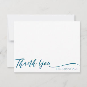Tarjeta De Agradecimiento Papelería azul con letra elegante para familia o p