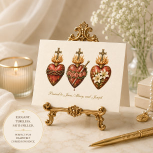 Tarjeta De Agradecimiento Papelería Católica de los Tres Corazones Sagrados