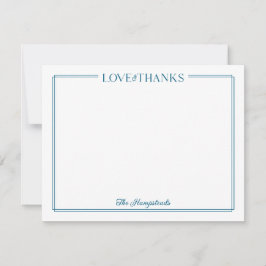 Tarjeta De Agradecimiento Papelería de boda azul de AMOR Y GRATITUD para par