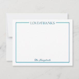 Tarjeta De Agradecimiento Papelería de boda azul de AMOR Y GRATITUD para par