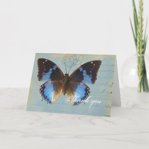 Tarjeta De Agradecimiento Papillon bleu, gracias,